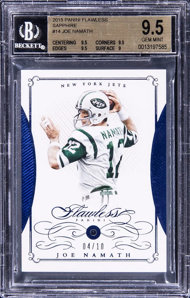 2015 Panini Flawless Joe Namath Sapphire #14 card image