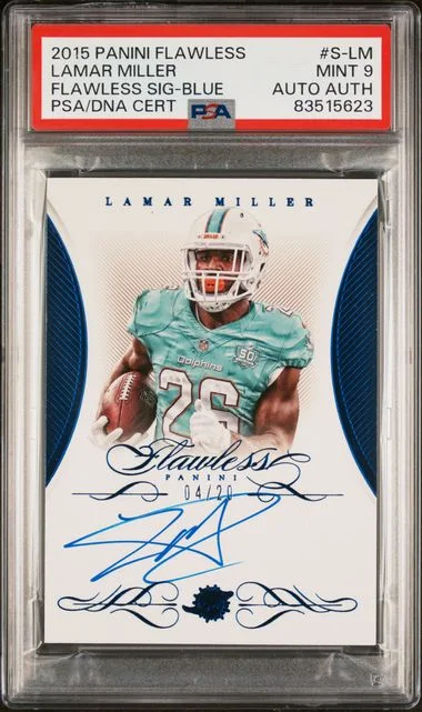 2015 Panini Flawless Lamar Miller Veteran Flawless Signature Blue #S-LM card image