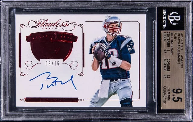 2015 Panini Flawless Tom Brady Memorable Marks Ruby #MM-TB card image