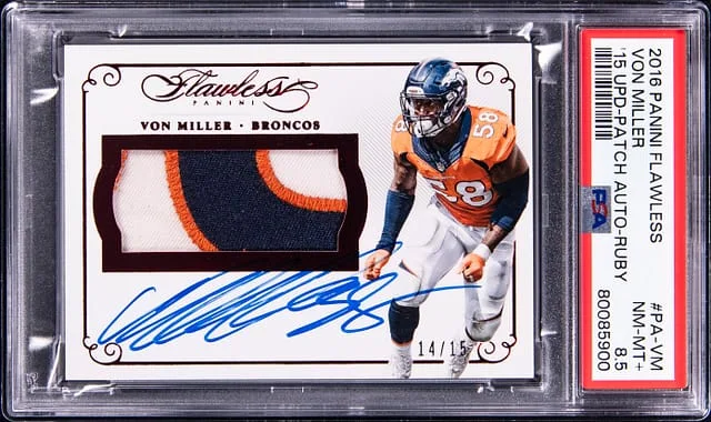 2015 Panini Flawless Von Miller 2015 Update Patch Autograph Ruby #PA-VM card image