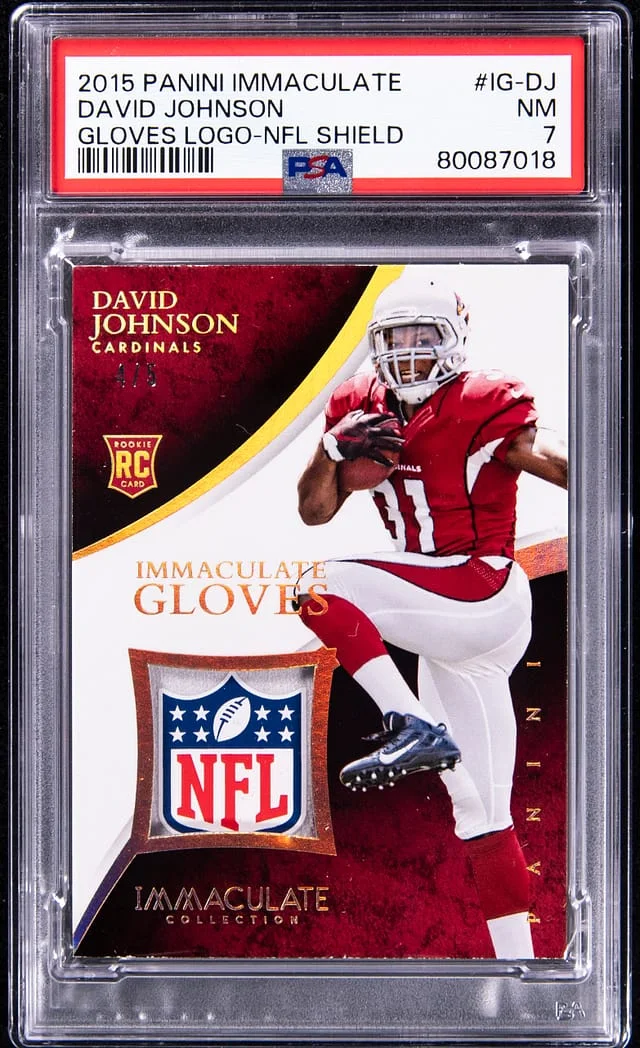 2015 Panini Immaculate Collection David Johnson Gloves Logo NFL Shield #IG-DJ card image