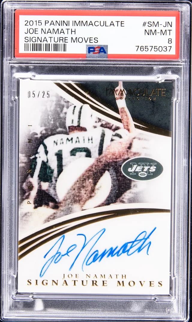 2015 Panini Immaculate Collection Joe Namath Signature Moves #SM-JN card image
