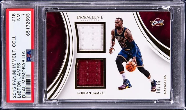 2015 Panini Immaculate Collection LeBron James Dual Memorabilia #18 card image