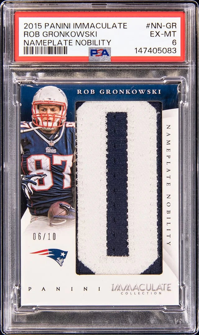 2015 Panini Immaculate Collection Rob Gronkowski Nameplate Nobility #NN-GR card image