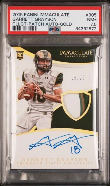 2015 Panini Immaculate Garrett Grayson Collegiate Patch Autograph-Gold #305 card image