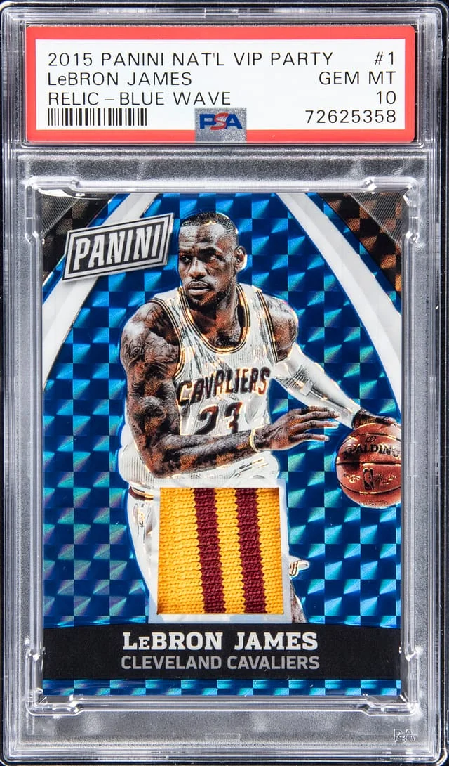2015 Panini LeBron James National VIP Party Relic Blue Wave #1 card image