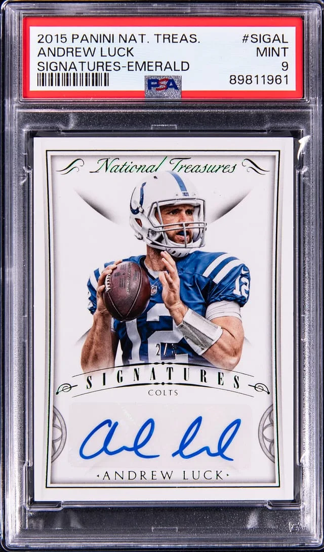 2015 Panini National Treasures Andrew Luck Signature Emerald #SIG-AL card image