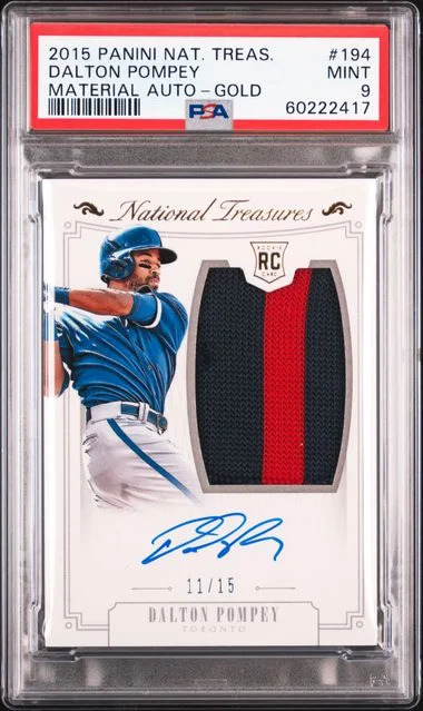 2015 Panini National Treasures Dalton Pompey Material Autograph-Gold #194 card image