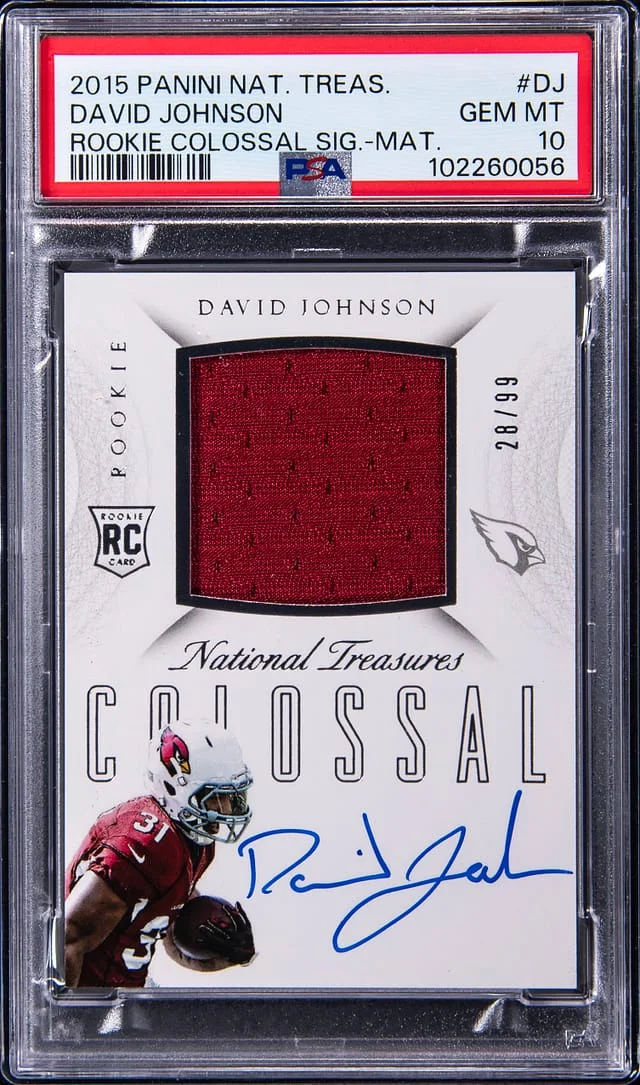 2015 Panini National Treasures David Johnson Colossal Signature Materials #RCO-DJ card image