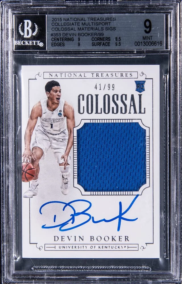 2015 Panini National Treasures Devin Booker Collegiate Multisport Colossal Materials Signatures #353 card image