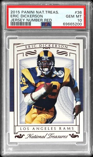 2015 Panini National Treasures Eric Dickerson Jersey Number Red #36 card image