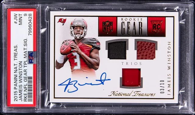 2015 Panini National Treasures Jameis Winston NFL Gear Triple Material Signature #RNG-JW card image
