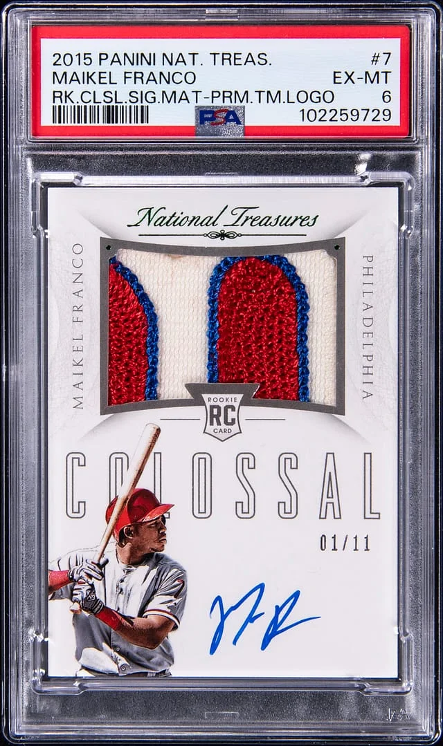 2015 Panini National Treasures Maikel Franco Colossal Signatures Prime Team Logo #7 card image
