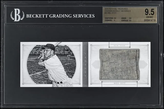 2015 Panini National Treasures Mel Ott Game-Used Booklet Materials #23 card image