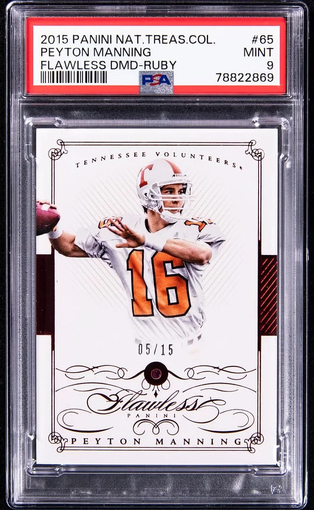 2015 Panini National Treasures Peyton Manning Collegiate Flawless Ruby #65 card image