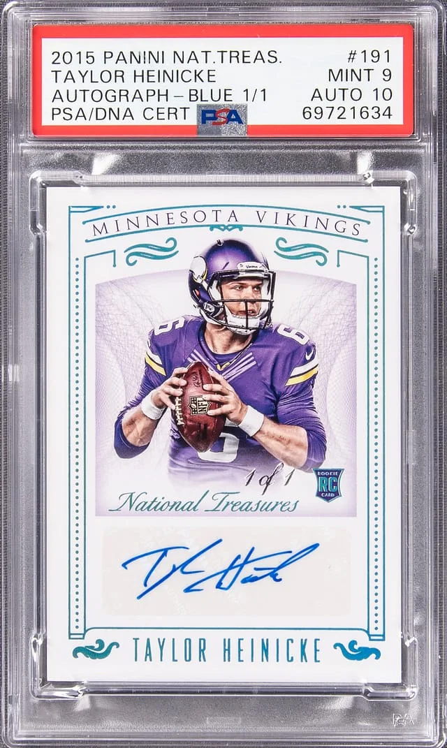 2015 Panini National Treasures Taylor Heinicke Autograph Blue #191 card image