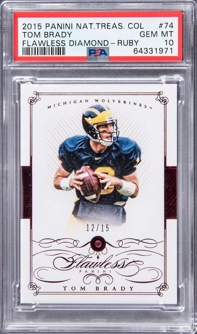 2015 Panini National Treasures Tom Brady Collegiate Flawless Diamond - Ruby #74 card image