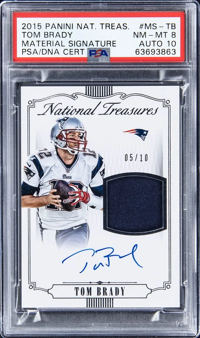 2015 Panini National Treasures Tom Brady Material Signature #MS-TB card image