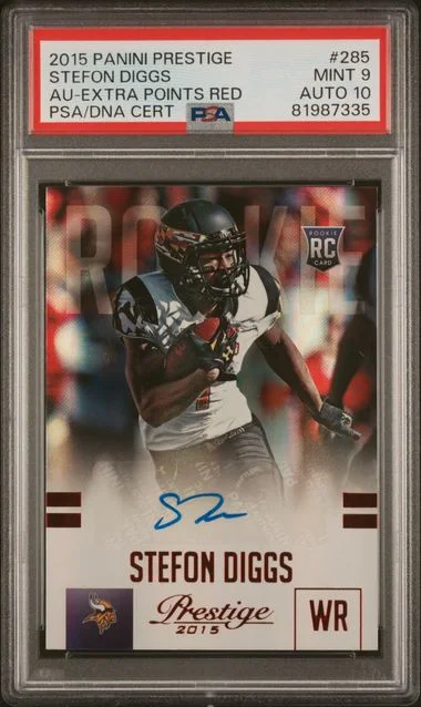 2015 Panini Prestige Stefon Diggs Autograph-Extra Points Red #285 card image