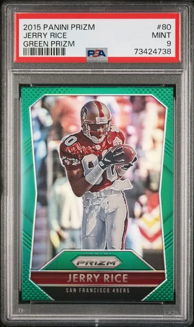 2015 Panini Prizm Jerry Rice Green Prizm #80 card image