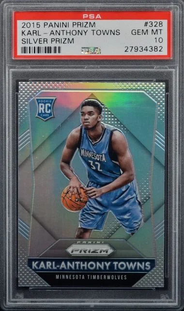 2015 Panini Prizm Karl-Anthony Towns Silver Prizm #328 card image