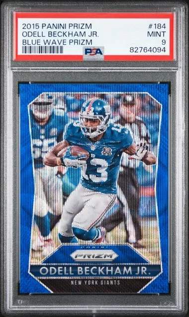 2015 Panini Prizm Odell Beckham Jr. Blue Wave Prizm #184 card image