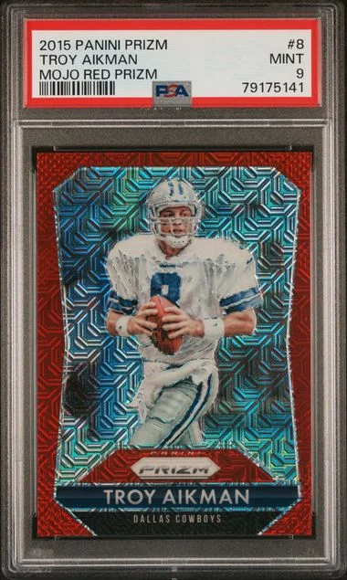 2015 Panini Prizm Troy Aikman Mojo Red Prizm #8 card image