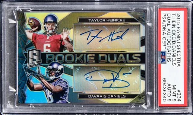 2015 Panini Spectra Taylor Heinicke/Davarius Daniels Dual Autographs #234 card image