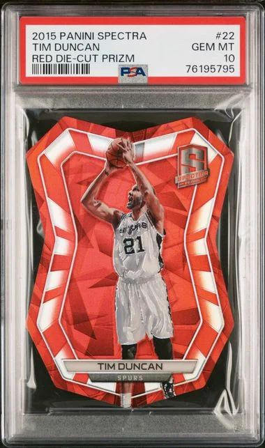 2015 Panini Spectra Tim Duncan Red Die-Cut Prizm #22 card image