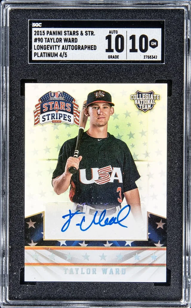 2015 Panini Taylor Ward Stars & Stripes Longevity Autographed Platinum #90 card image