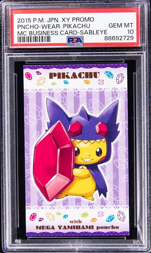 2015 Pokemon Japanese X/Y MC Business Card Promo Sableye Poncho Wearing Pikachu #NNO card image
