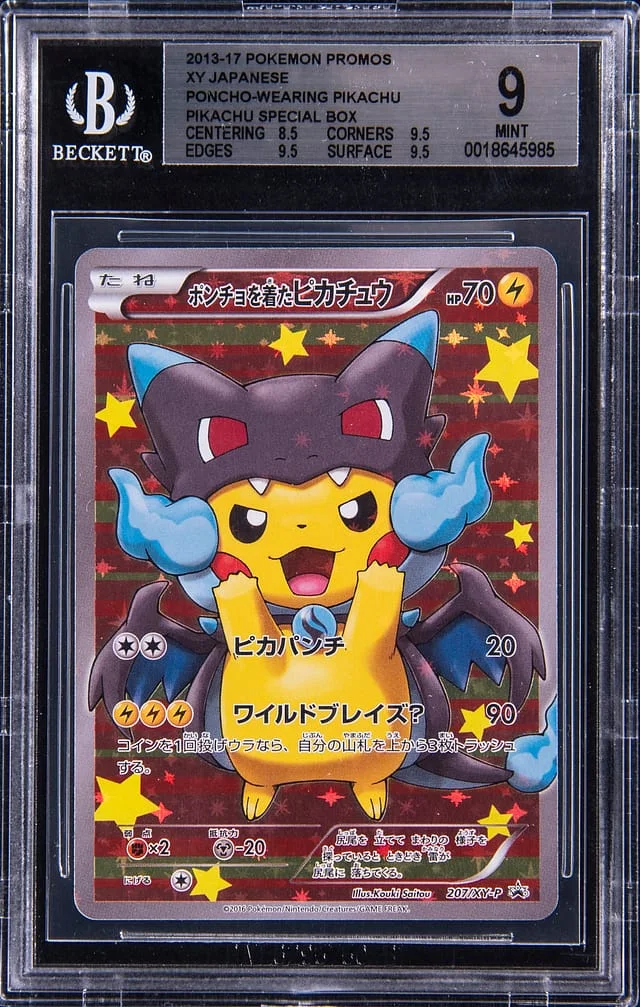 2015 Pokemon Japanese X/Y Mega Charizard X Pikachu Special Box Promo Poncho-Wearing Pikachu #207 card image