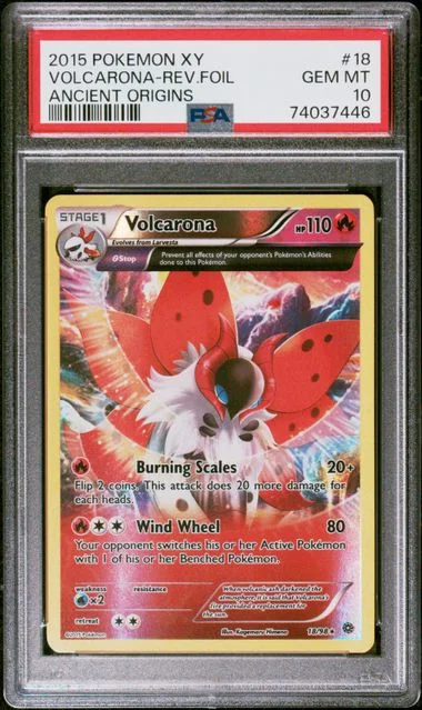 2015 Pokemon XY Ancient Origins Reverse Foil Volcarona #18 card image