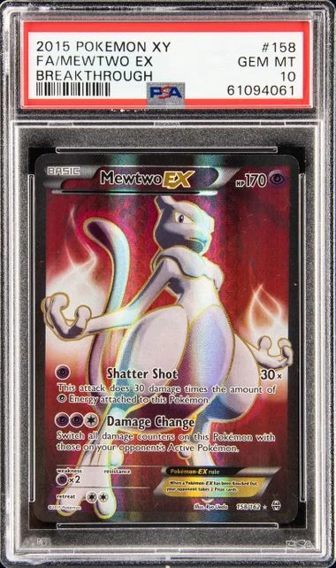 2015 Pokemon XY Breakthrough Full Art Ultra Rare Holofoil Mewtwo EX #158 card image