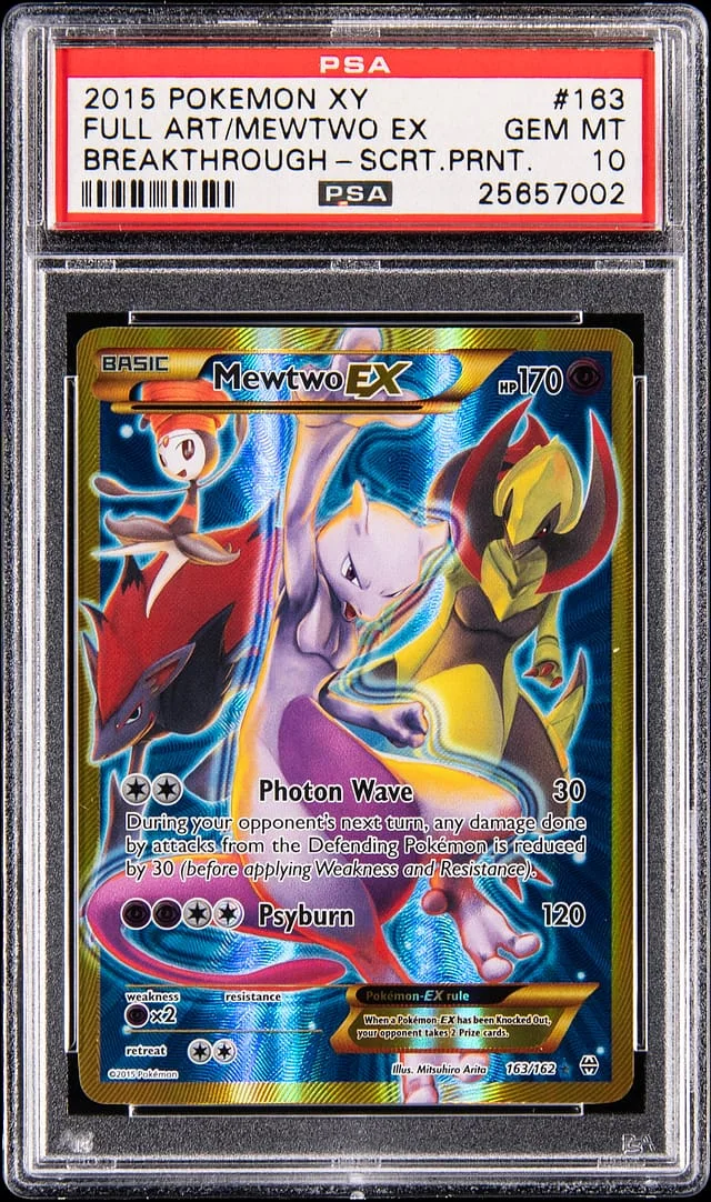 2015 Pokemon XY Breakthrough Secret Print Full Art Mewtwo EX #163 card image