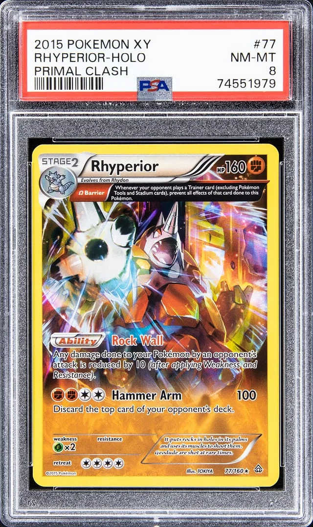 2015 Pokemon XY Holofoil Primal Clash Rhyperior #77 card image