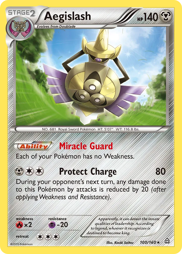 2015 Primal Clash Aegislash Rare Holo #100/160 Rare Holo card image