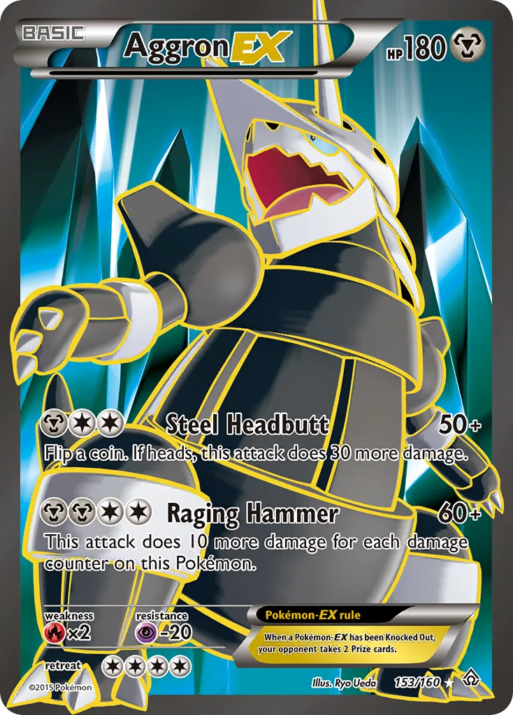 2015 Primal Clash Aggron-EX #153/160 Rare Ultra card image