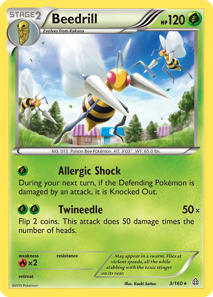 2015 Primal Clash Beedrill Rare #003/160 Rare card image