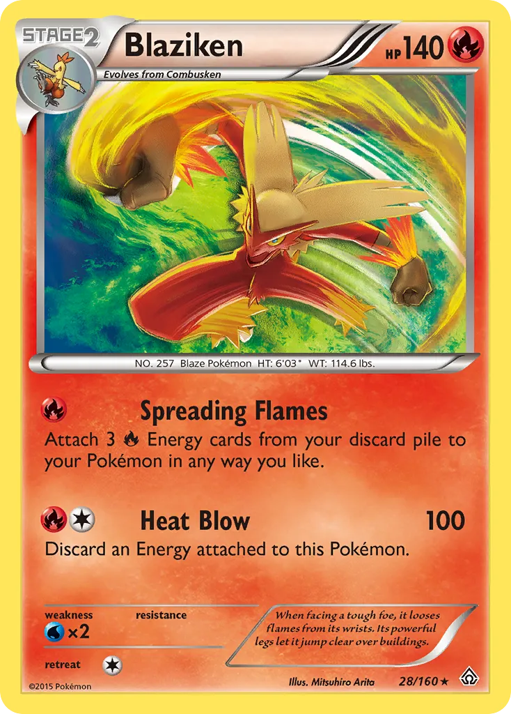 2015 Primal Clash Blaziken Rare Holo #028/160 Rare Holo card image