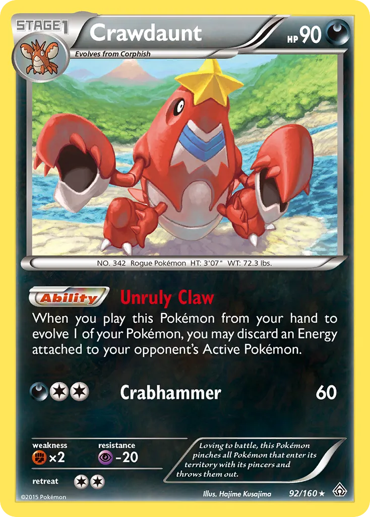 2015 Primal Clash Crawdaunt Rare Holo #092/160 Rare Holo card image