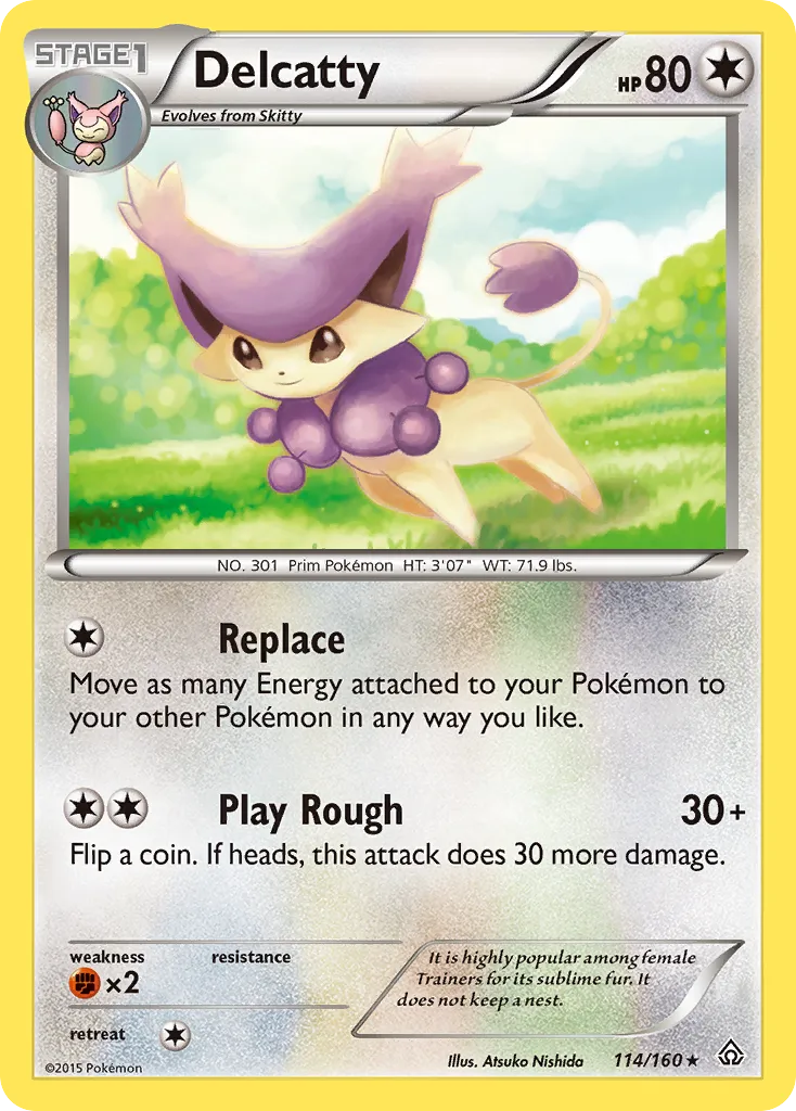 2015 Primal Clash Delcatty Rare #114/160 Rare card image