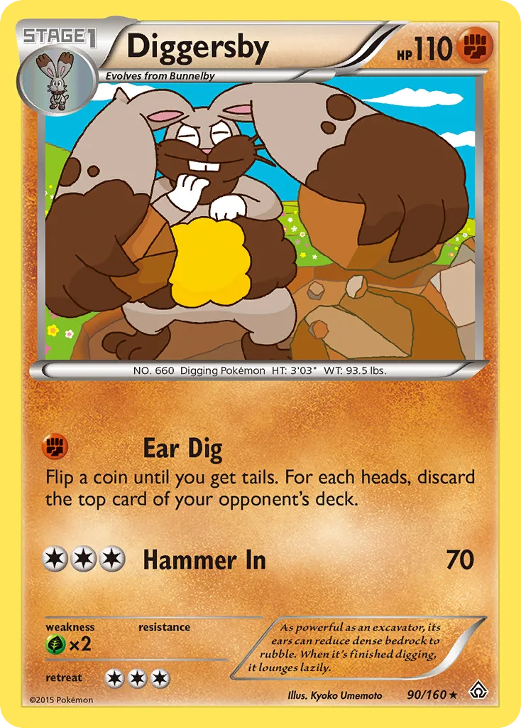 2015 Primal Clash Diggersby Rare #090/160 Rare card image