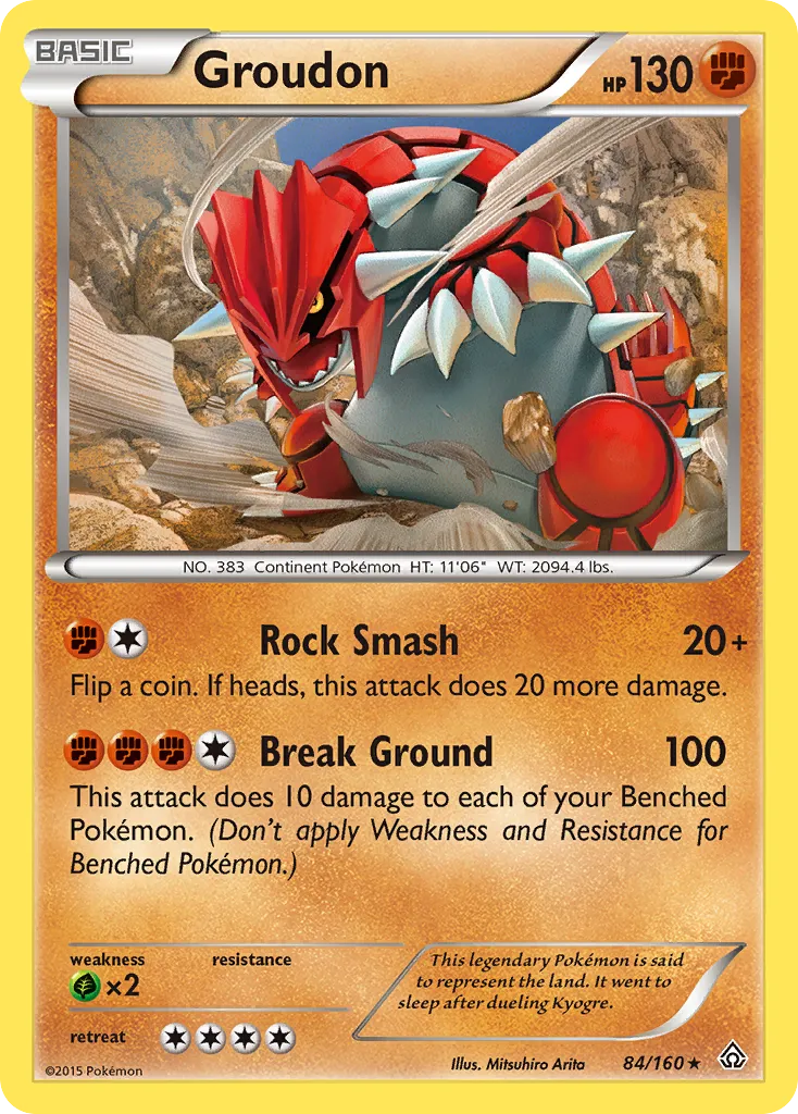 2015 Primal Clash Groudon Rare #084/160 Rare card image