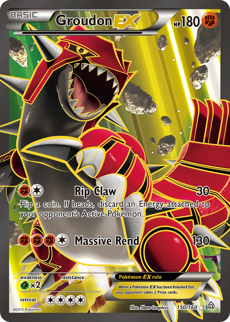 2015 Primal Clash Groudon-EX #085/160 Rare Holo EX card image