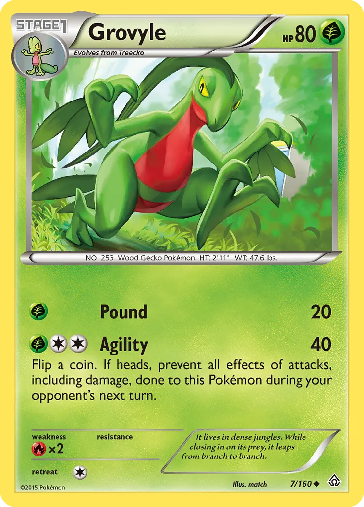 2015 Primal Clash Grovyle Uncommon #007/160 Uncommon card image