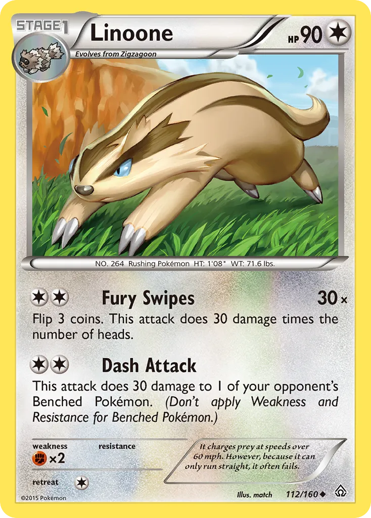 2015 Primal Clash Linoone Uncommon #112/160 Uncommon card image