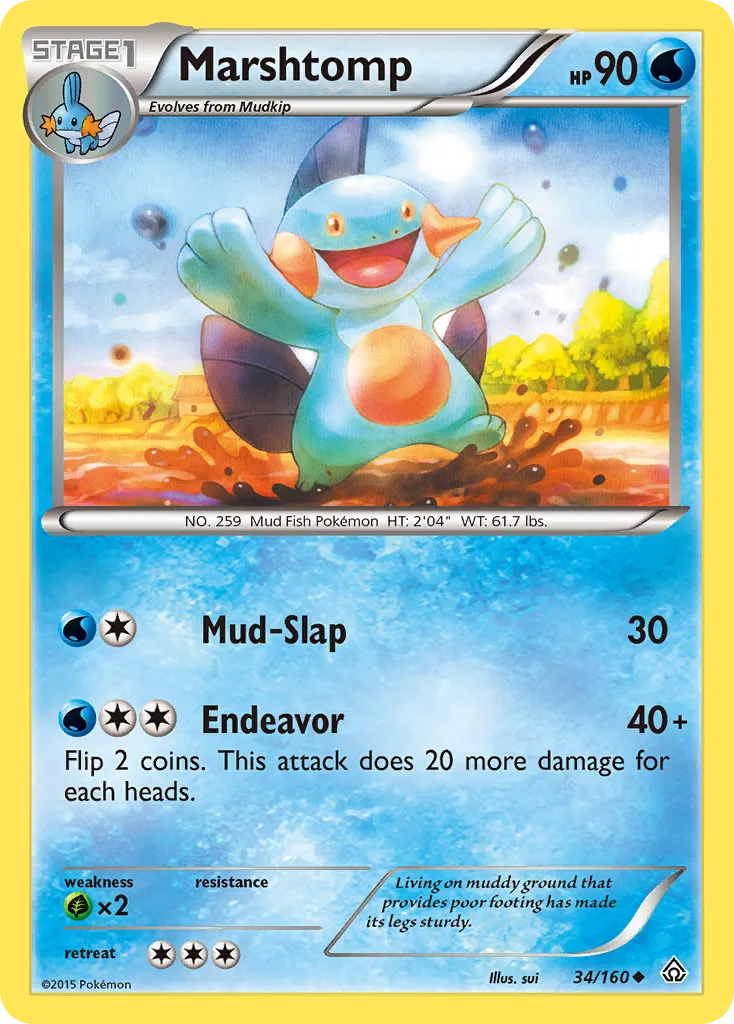 2015 Primal Clash Marshtomp Uncommon #034/160 Uncommon card image