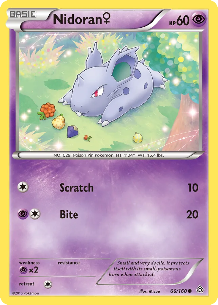 2015 Primal Clash Nidoran ♀ Common #066/160 Common card image