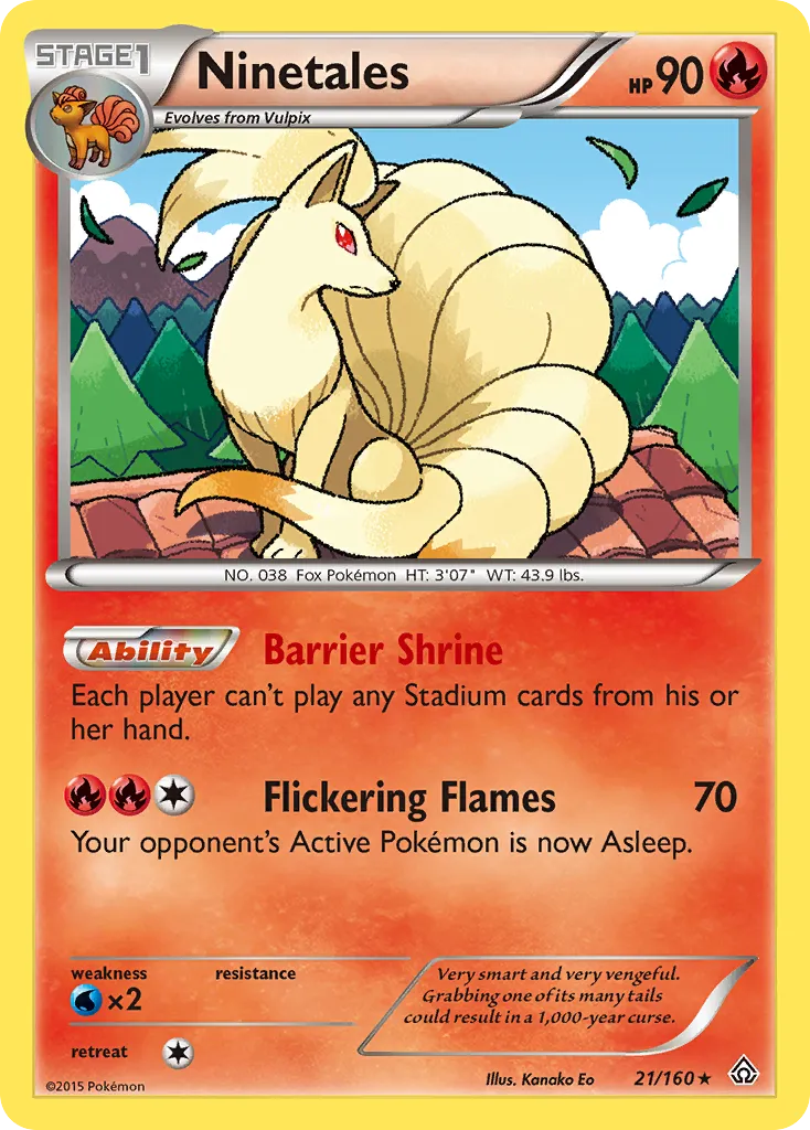 2015 Primal Clash Ninetales Rare #021/160 Rare card image